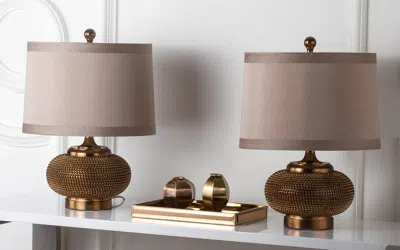 Ashley Safavieh Metal Table Lamp (set Of 2) In Burgundy