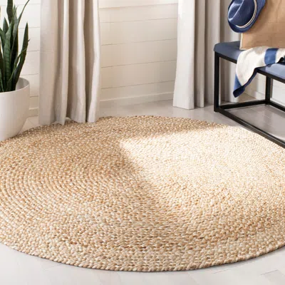 Ashley Safavieh Natural Fiber 5' X Round Area Rug In Brown