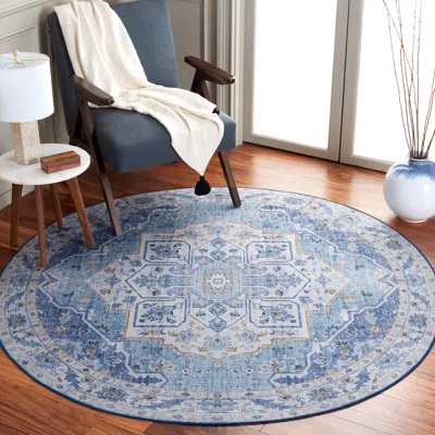 Ashley Safavieh Tucson 4' X Round Area Rug In Blue