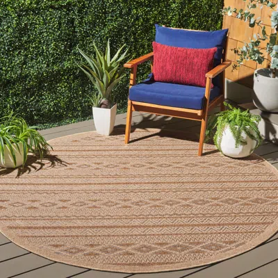 Ashley Safavieh Wicker Subhra 6' 7" X Round Area Rug In Multi
