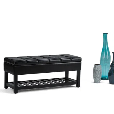 Ashley Saxon Rectangle Storage Ottoman Bench In Black