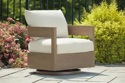 Ashley Serene Bay Outdoor Swivel Glider Chair With Cushion In Multi