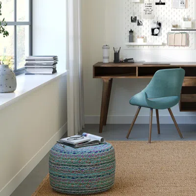 Ashley Simpli Home Margo Pouf In Blue