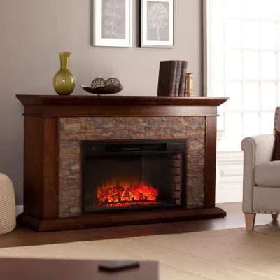 Ashley Southern Enterprises Furniture Hardey Heights Electric Fireplace Mantel In Brown