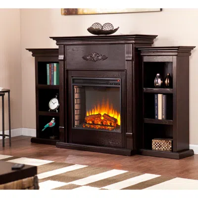 Ashley Southern Enterprises Furniture Harkdale Electric Fireplace With Bookcases In Brown