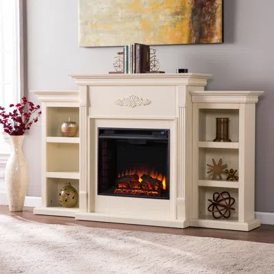 Ashley Southern Enterprises Furniture Harkdale Electric Fireplace With Bookcases In Neutral