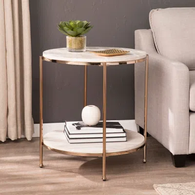 Ashley Southern Enterprises Furniture Longino Round End Table In Multi