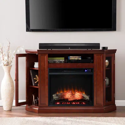 Ashley Southern Enterprises Furniture Maddeline Corner Touch Screen Fireplace Mantel In Brown