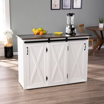 Ashley Southern Enterprises Furniture Weaverdon Barn-door Kitchen Island In White