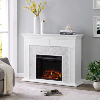Ashley Southern Enterprises Lordeston 50" Mantel With Electric Fireplace In White