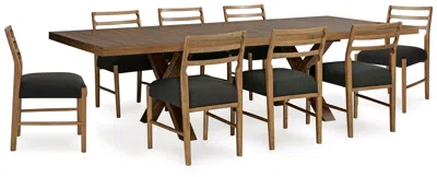Ashley Steenlage Dining Table And 8 Chairs In Brown