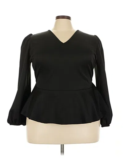 Pre-owned Ashley Stewart 3/4 Sleeve Blouse In Black