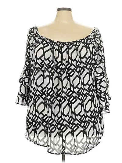 Pre-owned Ashley Stewart 3/4 Sleeve Blouse In Black