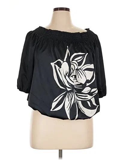 Pre-owned Ashley Stewart 3/4 Sleeve Blouse In Black