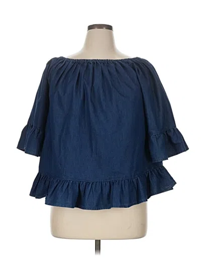 Pre-owned Ashley Stewart 3/4 Sleeve Blouse In Blue