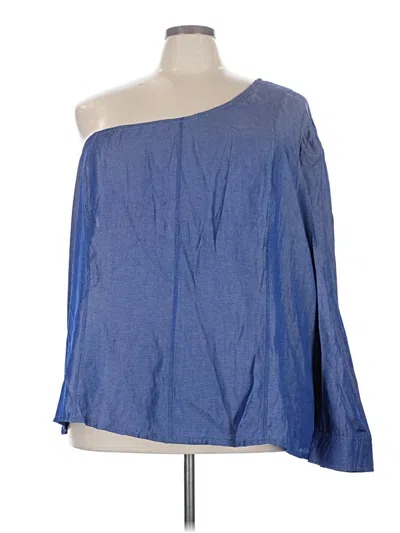 Pre-owned Ashley Stewart 3/4 Sleeve Blouse In Blue