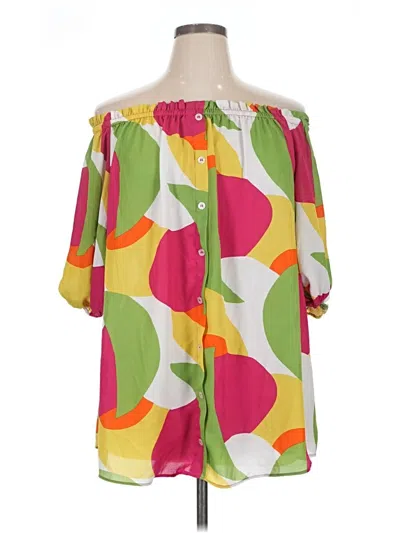 Pre-owned Ashley Stewart 3/4 Sleeve Blouse In Green