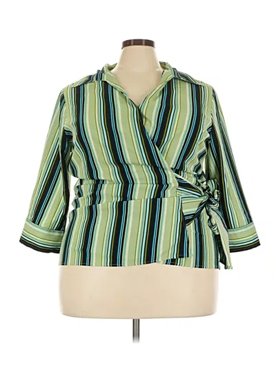Pre-owned Ashley Stewart 3/4 Sleeve Blouse In Green
