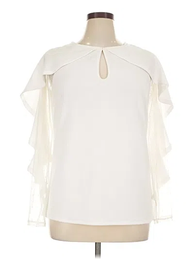 Pre-owned Ashley Stewart 3/4 Sleeve Blouse In Ivory