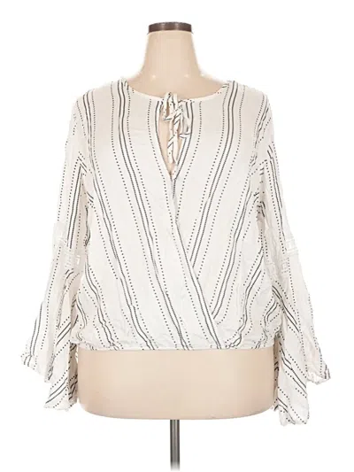 Pre-owned Ashley Stewart 3/4 Sleeve Blouse In Ivory