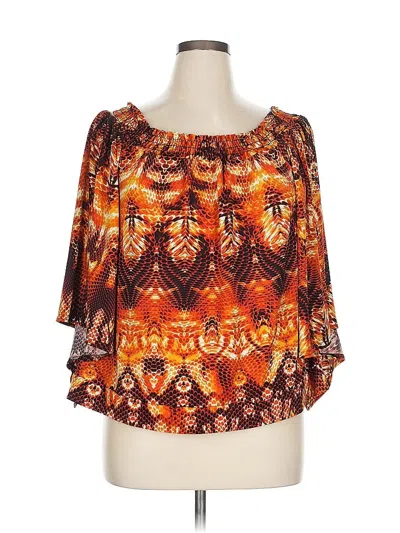 Pre-owned Ashley Stewart 3/4 Sleeve Blouse In Orange
