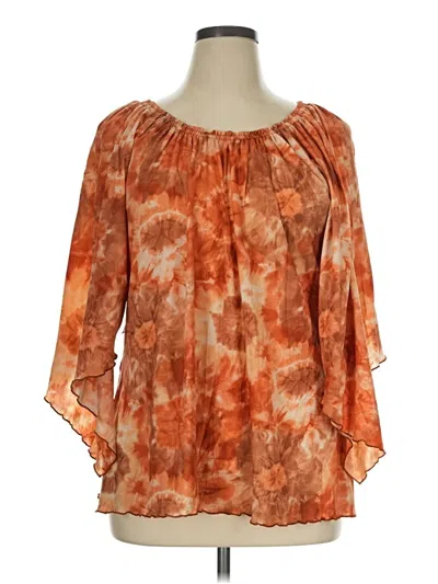 Pre-owned Ashley Stewart 3/4 Sleeve Blouse In Orange