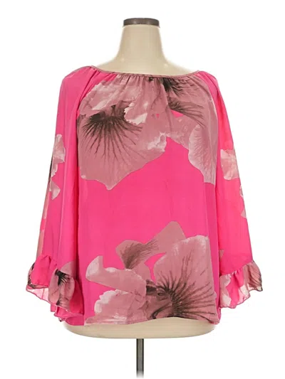 Pre-owned Ashley Stewart 3/4 Sleeve Blouse In Pink