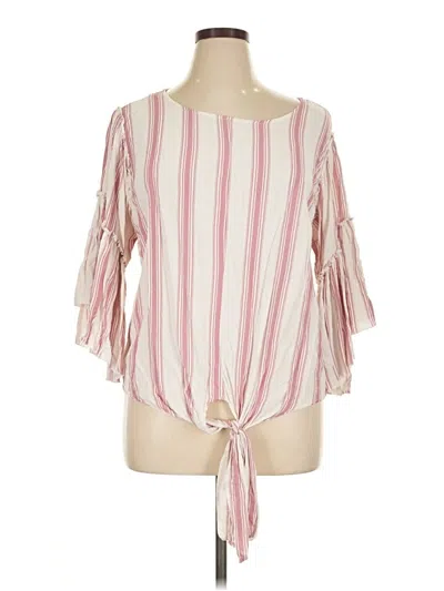 Pre-owned Ashley Stewart 3/4 Sleeve Blouse In Pink