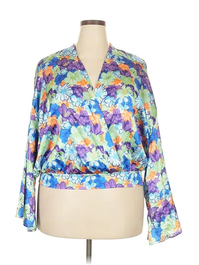 Pre-owned Ashley Stewart 3/4 Sleeve Blouse In Purple