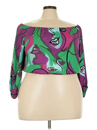 Pre-owned Ashley Stewart 3/4 Sleeve Blouse In Purple