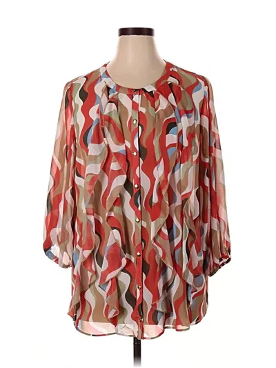 Pre-owned Ashley Stewart 3/4 Sleeve Blouse In Red