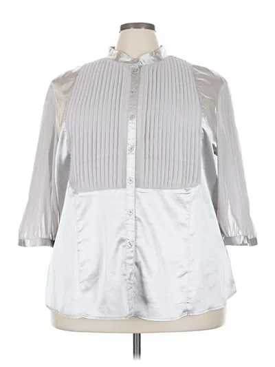 Pre-owned Ashley Stewart 3/4 Sleeve Blouse In Silver