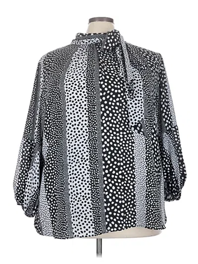 Pre-owned Ashley Stewart 3/4 Sleeve Blouse In Silver