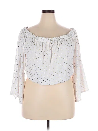 Pre-owned Ashley Stewart 3/4 Sleeve Blouse In White