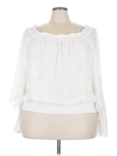 Pre-owned Ashley Stewart 3/4 Sleeve Blouse In White
