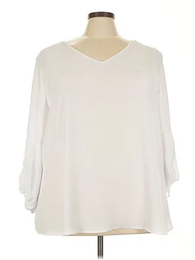 Pre-owned Ashley Stewart 3/4 Sleeve Blouse In White