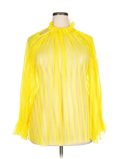 Pre-owned Ashley Stewart 3/4 Sleeve Blouse In Yellow