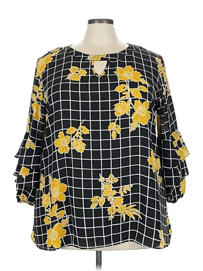 Pre-owned Ashley Stewart 3/4 Sleeve Blouse In Yellow