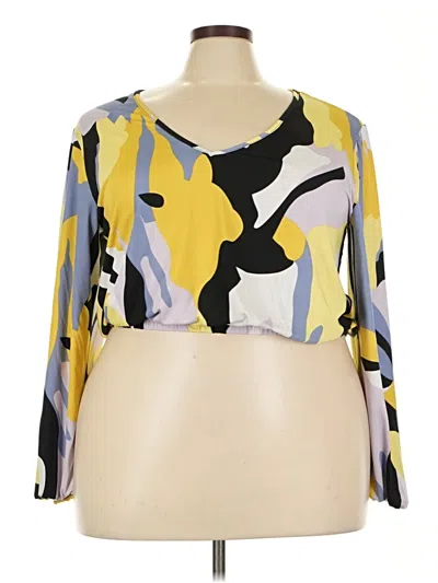 Pre-owned Ashley Stewart 3/4 Sleeve Blouse In Yellow