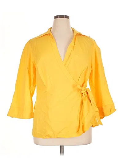 Pre-owned Ashley Stewart 3/4 Sleeve Blouse In Yellow