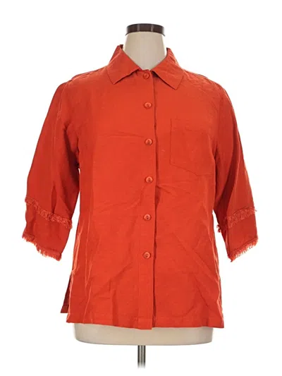 Pre-owned Ashley Stewart 3/4 Sleeve Button Down Shirt In Orange