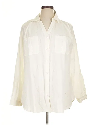 Pre-owned Ashley Stewart 3/4 Sleeve Button Down Shirt In White
