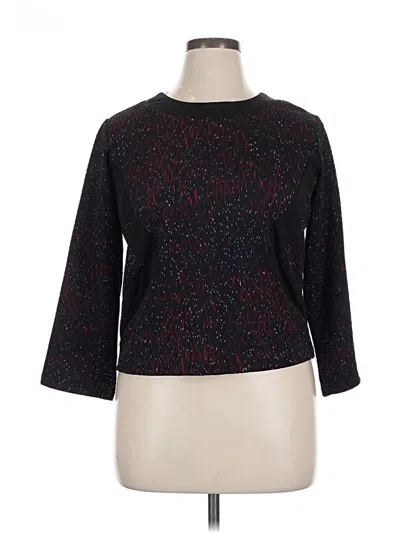Pre-owned Ashley Stewart 3/4 Sleeve Top Black Boatneck Tops