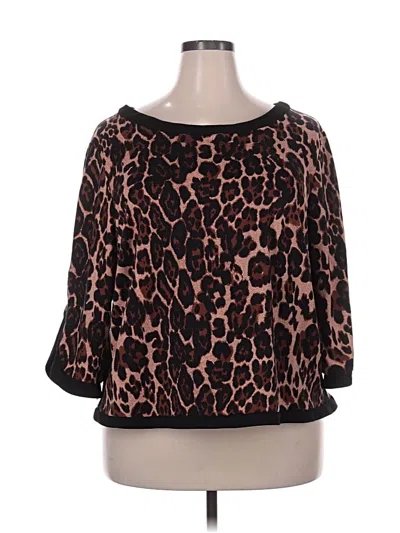 Pre-owned Ashley Stewart 3/4 Sleeve Top Black Boatneck Tops