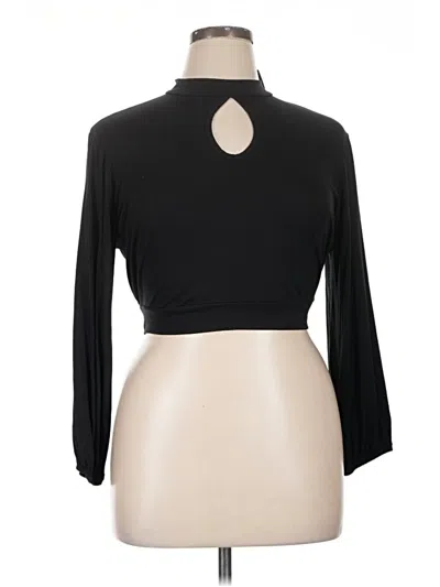 Ashley Stewart 3/4 Sleeve Top Black Keyhole Neckline Tops