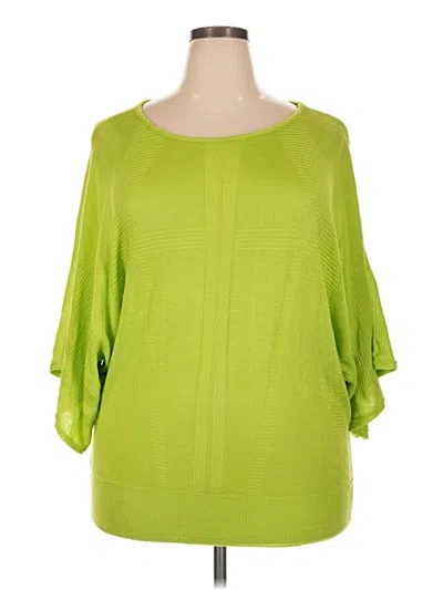 Pre-owned Ashley Stewart 3/4 Sleeve Top Green Boatneck Tops
