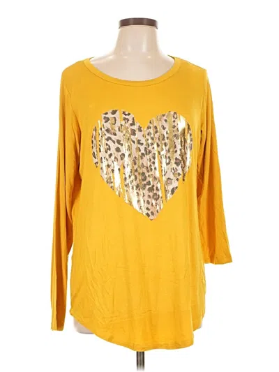 Pre-owned Ashley Stewart 3/4 Sleeve T-shirt In Gold