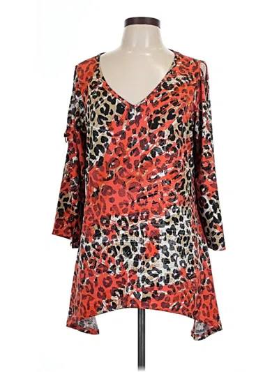 Pre-owned Ashley Stewart 3/4 Sleeve T-shirt In Red