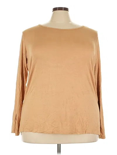 Ashley Stewart 3/4 Sleeve T-shirt In Tan