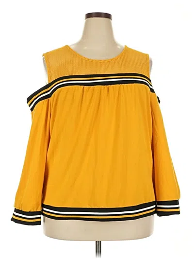 Pre-owned Ashley Stewart 3/4 Sleeve T-shirt In Yellow